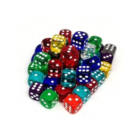 Bag of 50 Assorted  16mm D6 Dice Transparent