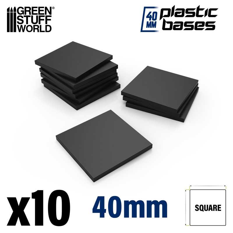 Black Plastic Bases - Square 40mm Black