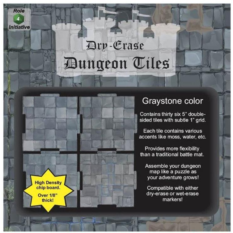 Dry-Erase Dungeon Tiles Graystone (5x5", squared)