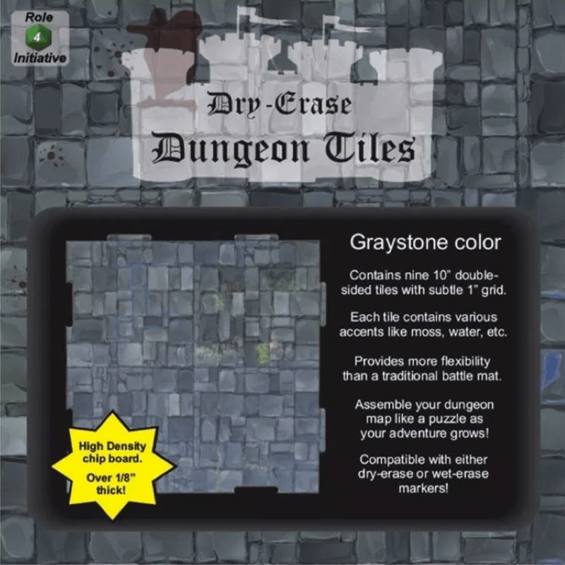 Dry-Erase Dungeon Tiles Graystone (10x10", squared)