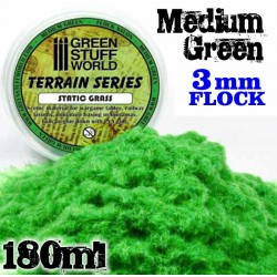Static Grass Flock 3 mm - Realistic Green - 180 ml