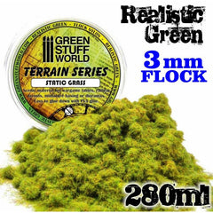Static Grass Flock 3 mm - Realistic Green - 280 ml