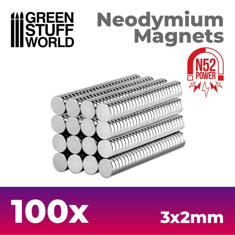 Neodymium Magnets 3x2mm - 100 Units (n52)